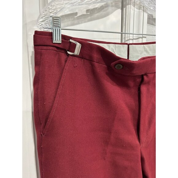 Vintage Burgundy Cropped Pants Adjustable Waist Tabs Made in USA - Picture 4 of 9